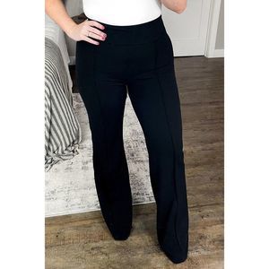 Azura Exchange  Black Exposed Seam Straight Leg Plus Size Pants